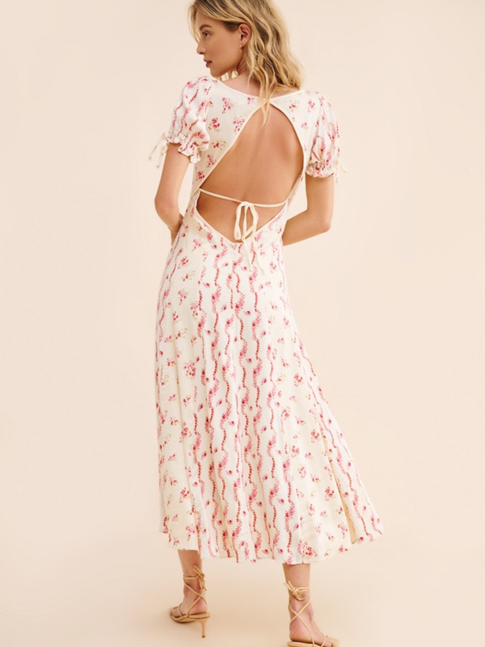 Magdalena Midi Open Back Floral Dress NWOT